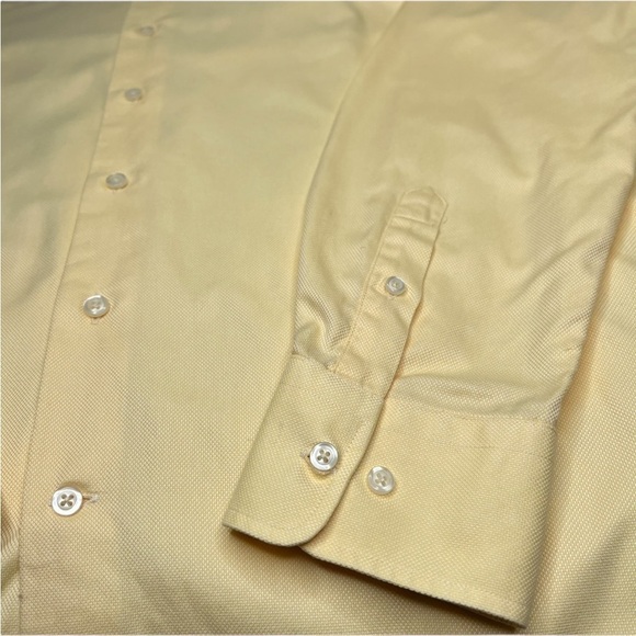 DAVID DONAHUE Yellow Long Sleeve Button Down Trim Men's Shirt Size 17.5/34-35 - Picture 8 of 16